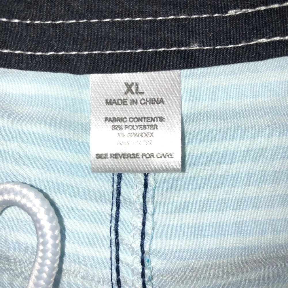 Bombora Mens XL Blue Ombre Striped Board Shorts Stretch Swim Trunks Pocket